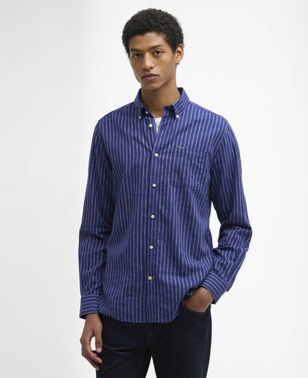 Nelson Striped Long-Sleeved Tailored Shirt Indigo