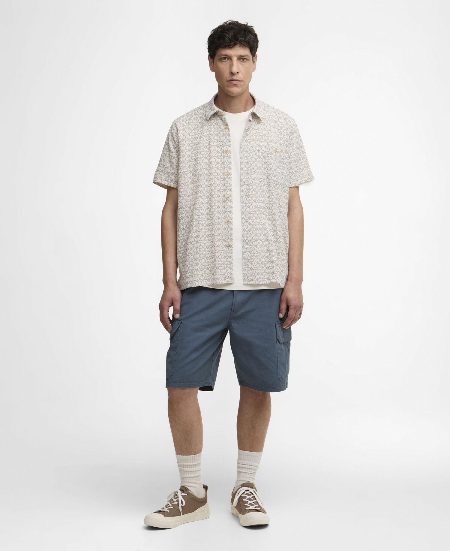 Wildfell Printed Short-Sleeved Relaxed Shirt Neutral