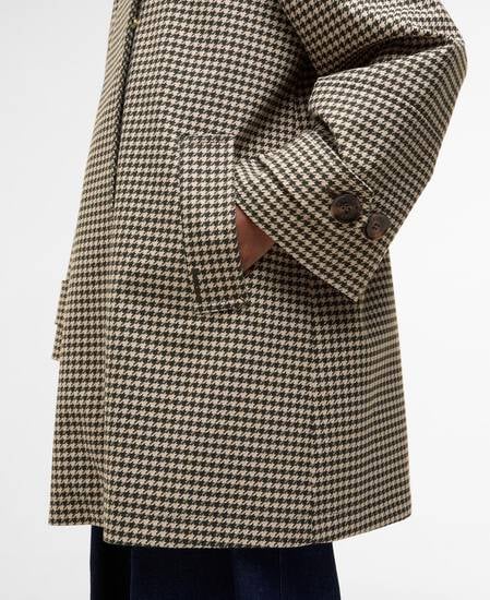 Car Coat Kennedy Check Showerproof Sage Houndstooth/Mist