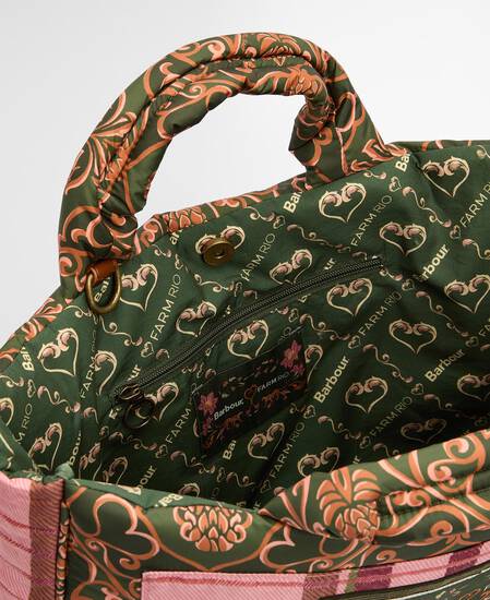 Barbour FARM Rio Maria Clara Tote Bag Pink Tartan