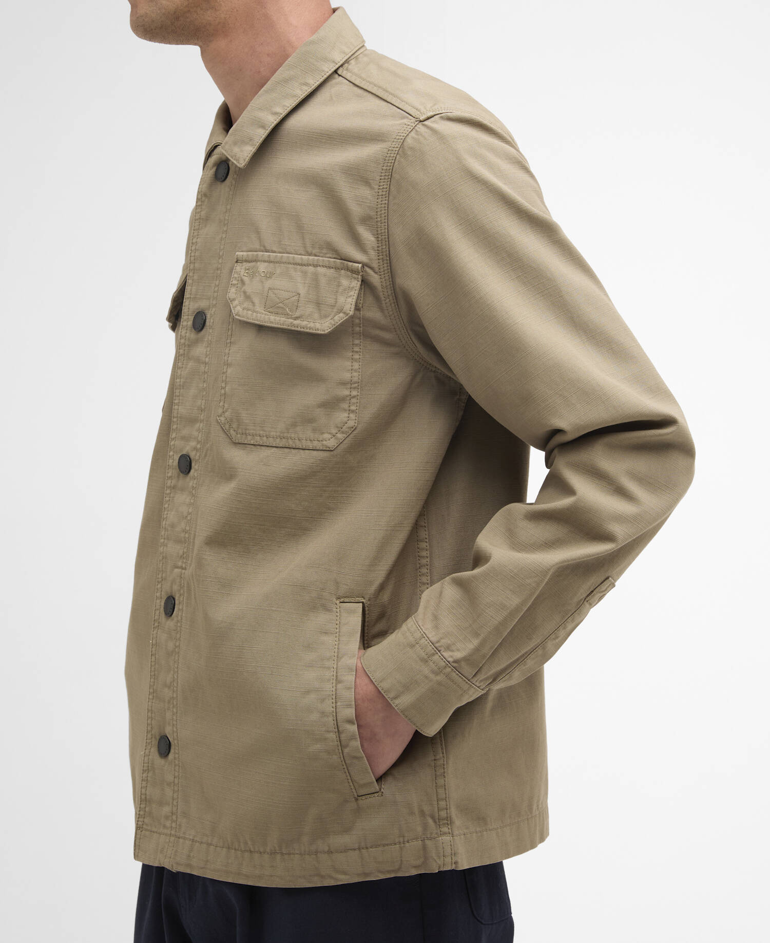 Overshirt Draftmen Cotton Slub Grey Olive image number 4