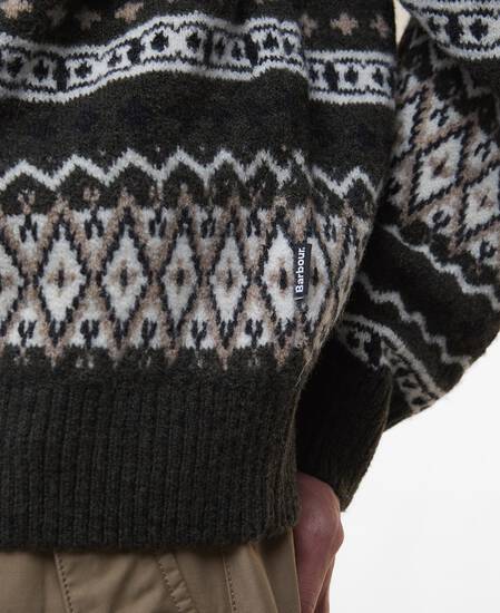 Pullover Hase Fair Isle Rundhalsausschnitt Olive Ink