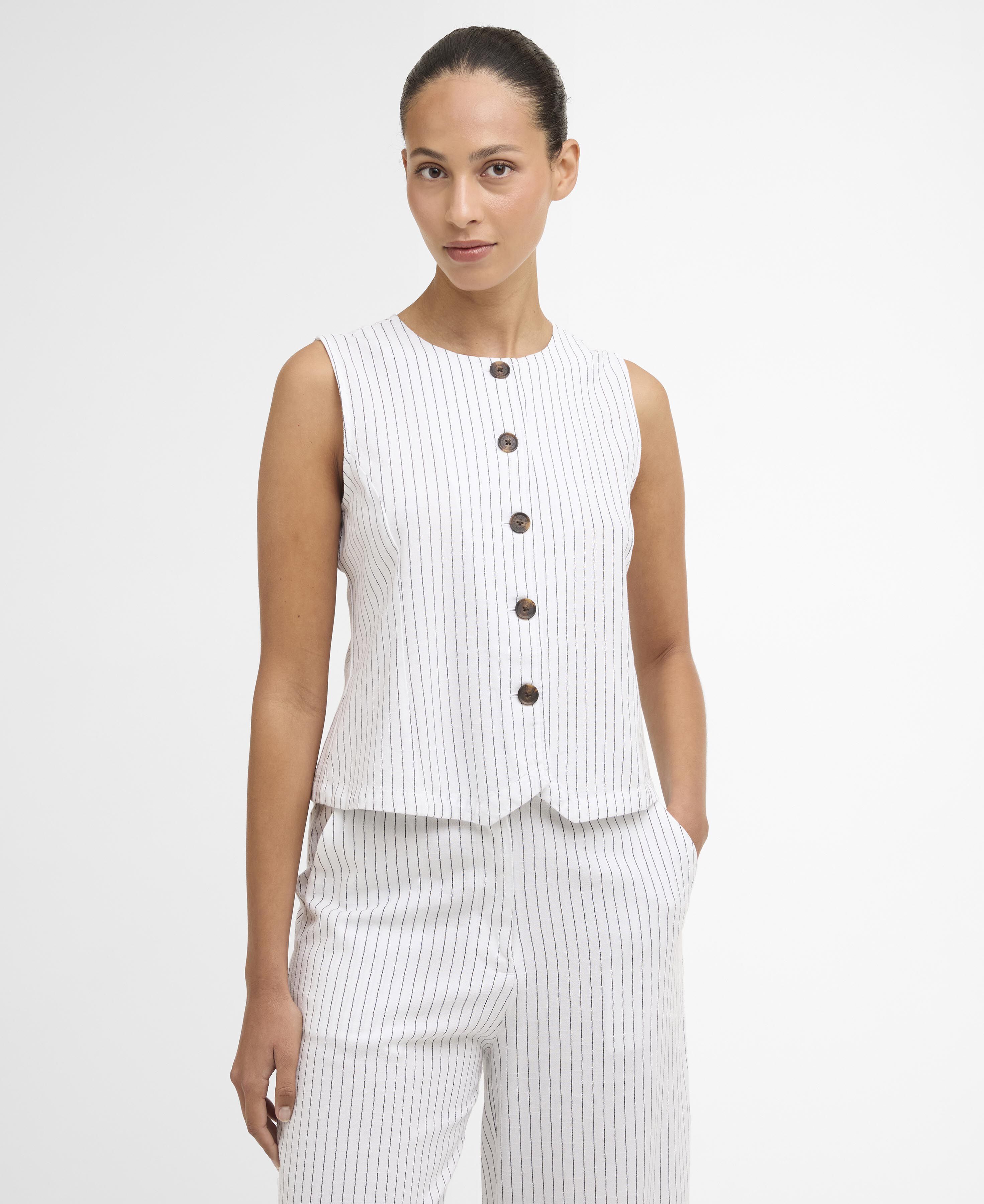 Top Sloane Striped White/Dark Navy Stripe