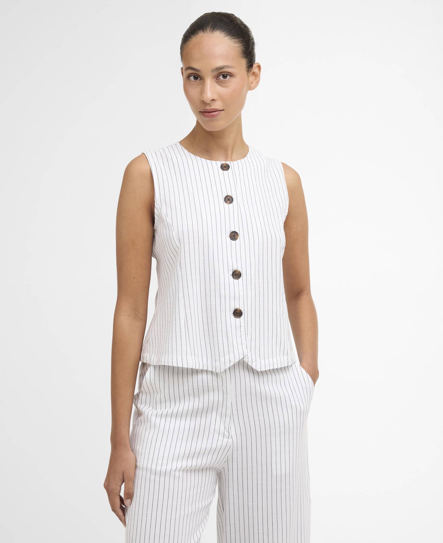 Top Sloane Striped White/Dark Navy Stripe image number 0