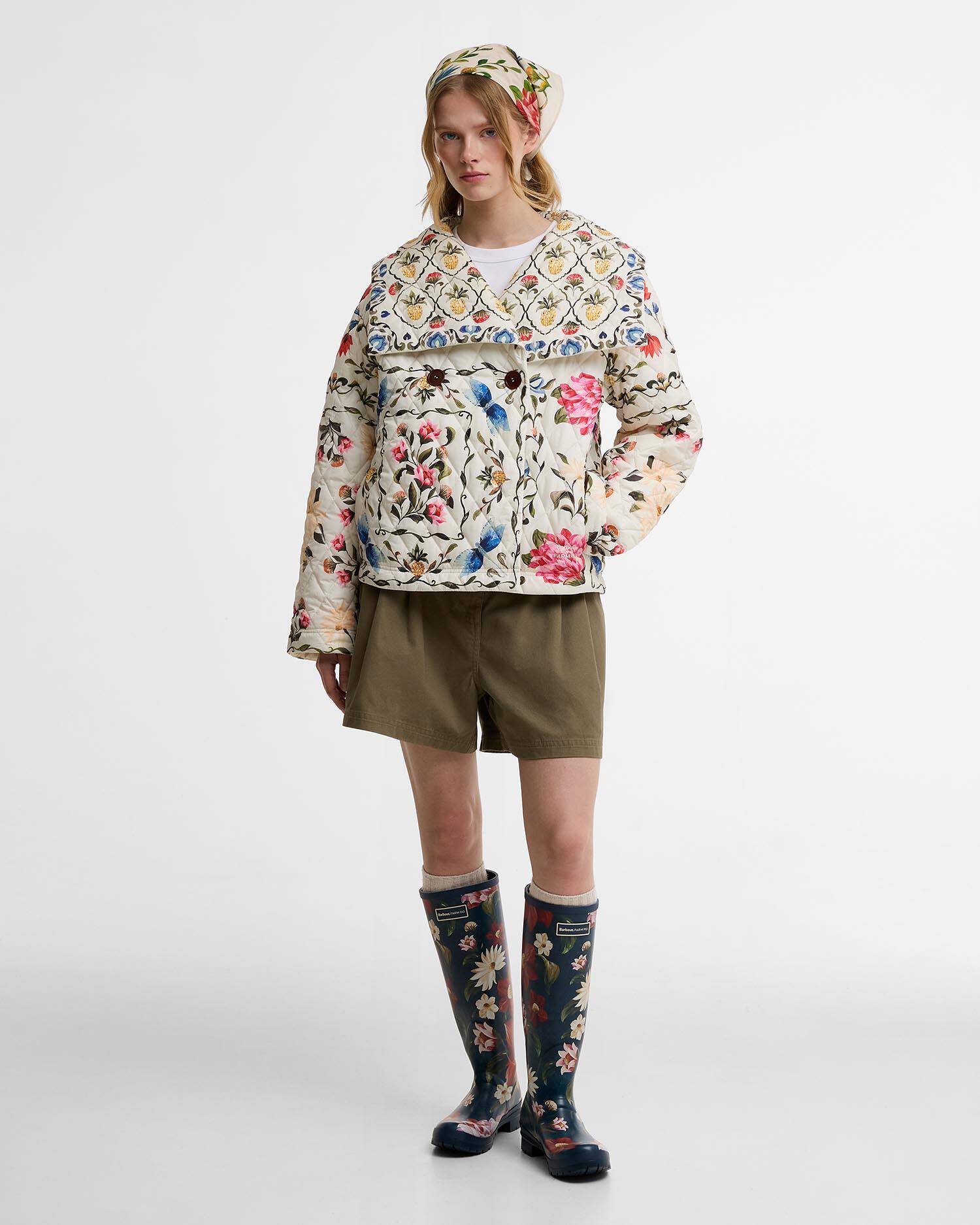 Barbour FARM Rio Azelia Quilted Jacket Cream Spring Petal\Flower Cream image number 1