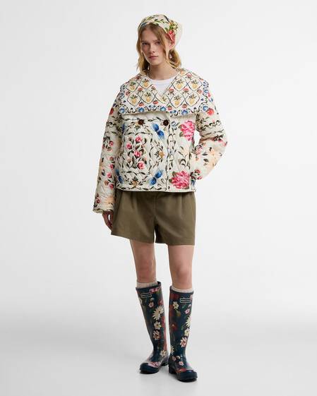 Barbour FARM Rio Azelia Quilted Jacket Cream Spring Petal\Flower Cream