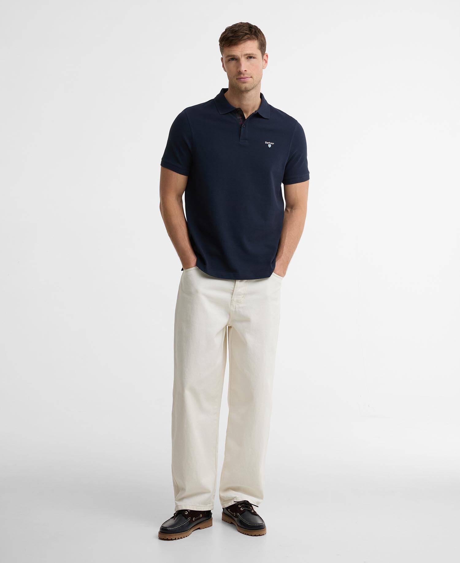 Tartan Pique Polo Shirt Navy/Classic image number 1