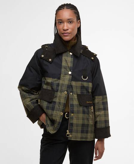 Jacke Elaine Showerproof Olive Check/Black