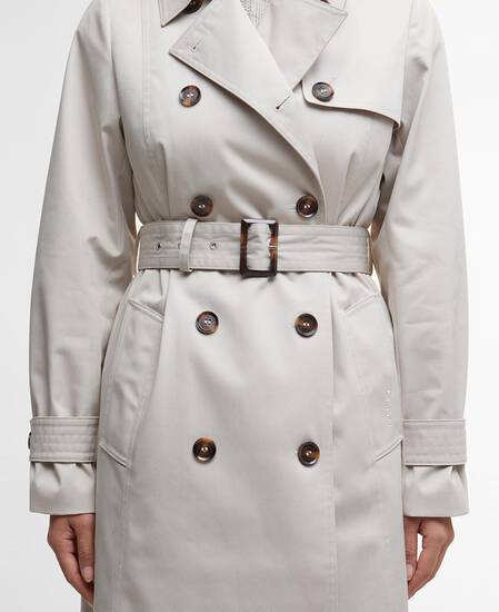 Short Greta Showerproof Trench Coat Mist/Hessian Tartan