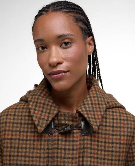 Dufflecoat Melody Check Wool Brown/Orange Check/Hessian Tartan