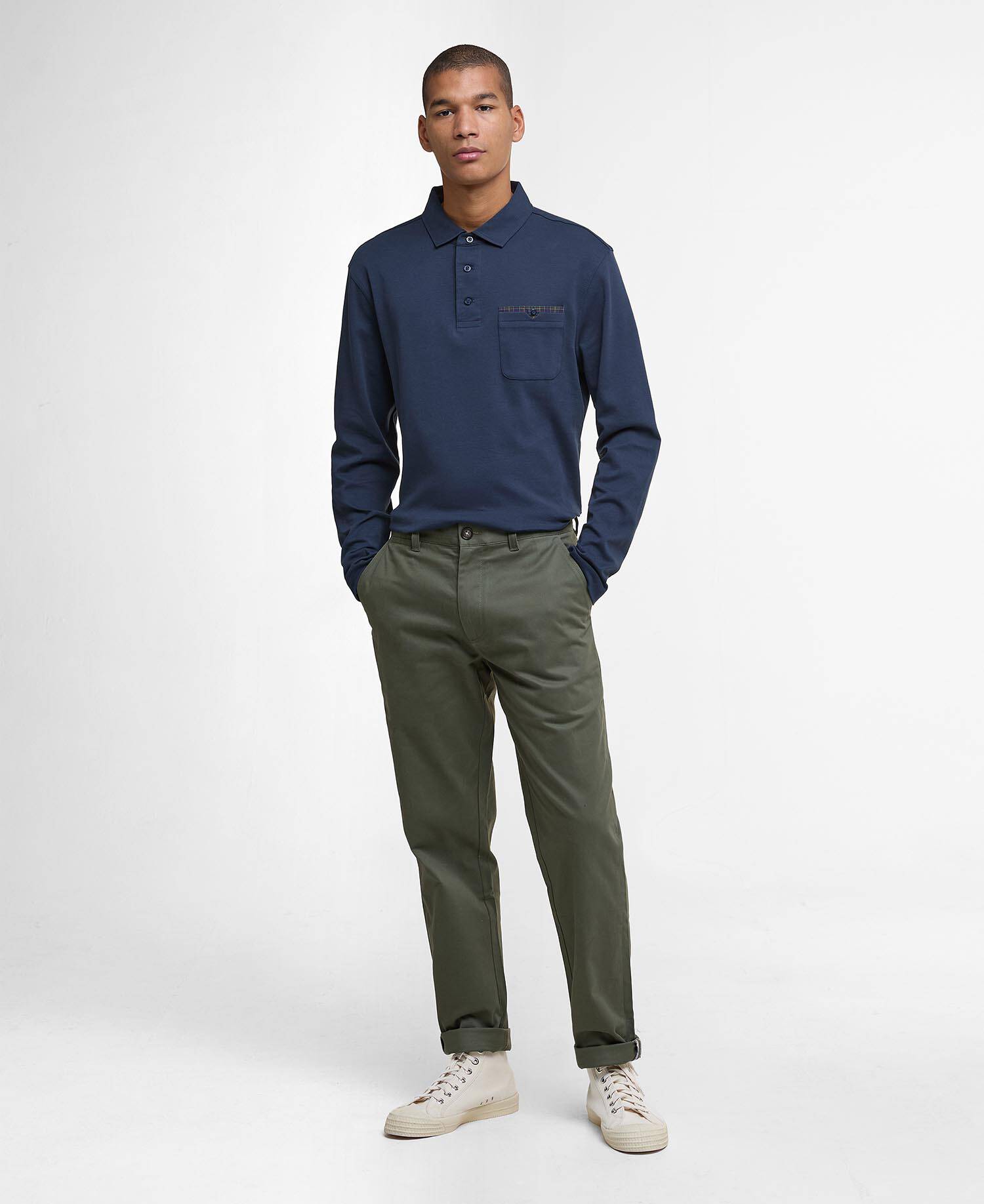 Corpatch Tailored Long-Sleeved Polo Shirt Navy image number 1