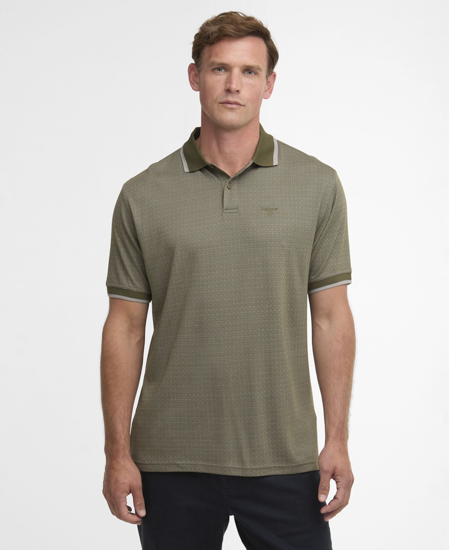 Weston Textured Polo Shirt Mid Olive