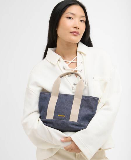 Mini borsa tote in denim Mya Indigo
