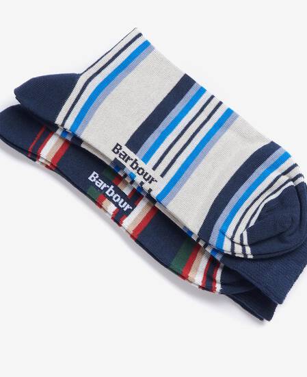 Summer Stripe 2 Pack Socks Navy Mix