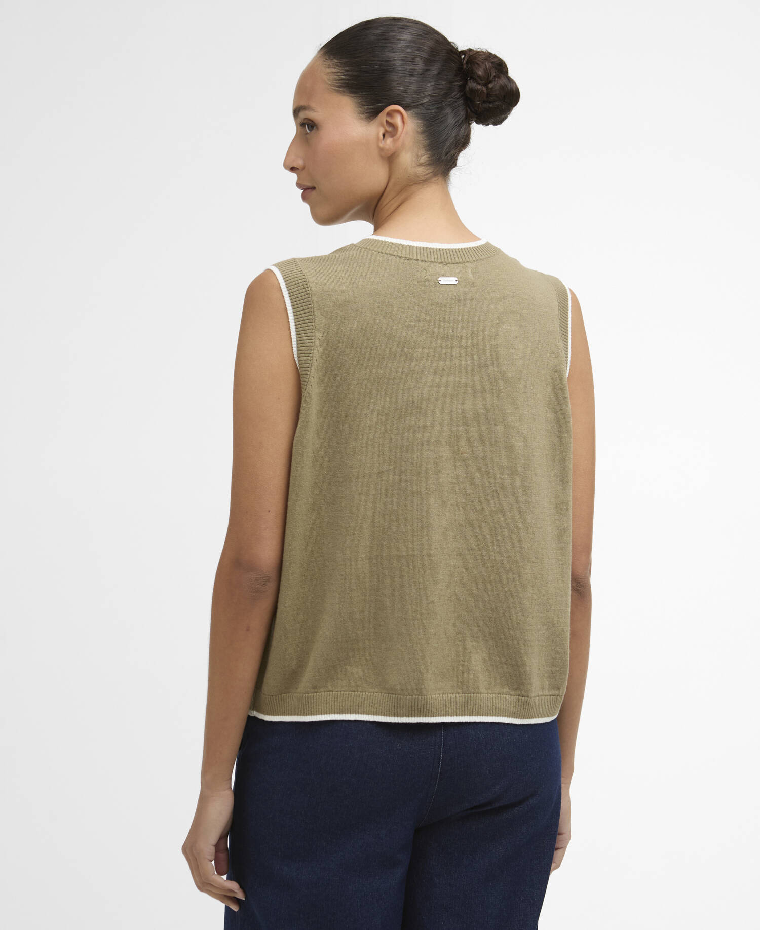 Maia Knitted Vest Bleached Olive/Cloud image number 2
