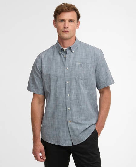 Fleming Linen Blend Regular Short-Sleeved Shirt Navy