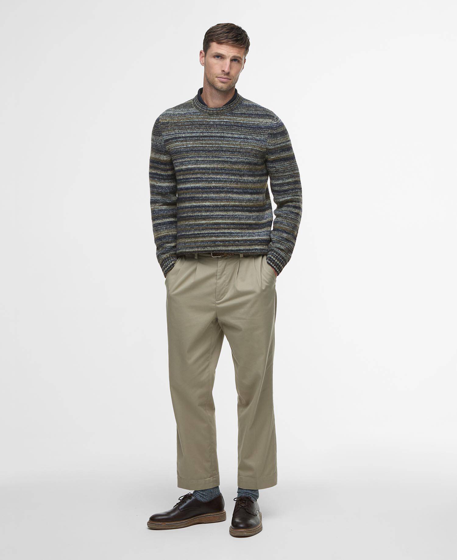 Pateley Striped Crew Neck Jumper Inky Marl image number 1