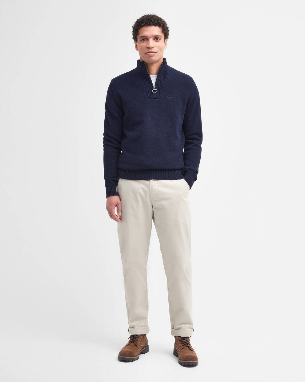 Maglione con mezza zip in lana d'agnello Essential