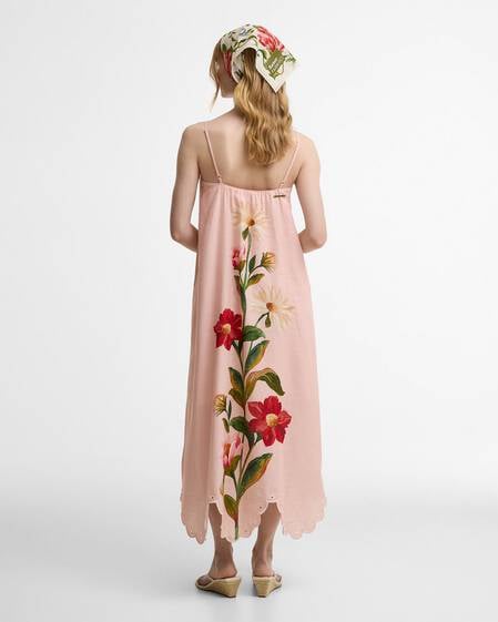 Barbour FARM Rio Bromelia Midi Dress Pink Edens Bloom
