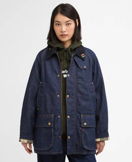 Barbour x Levi's Oversized Bedale Denim Jacket Dark Authentic