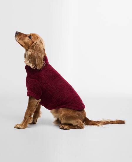 Brindle Fleece Dog Jumper Red