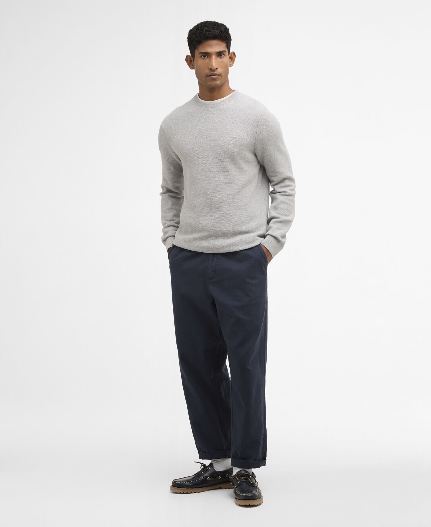 Pullover Essential Honeycomb Rundhalsausschnitt Grey Marl