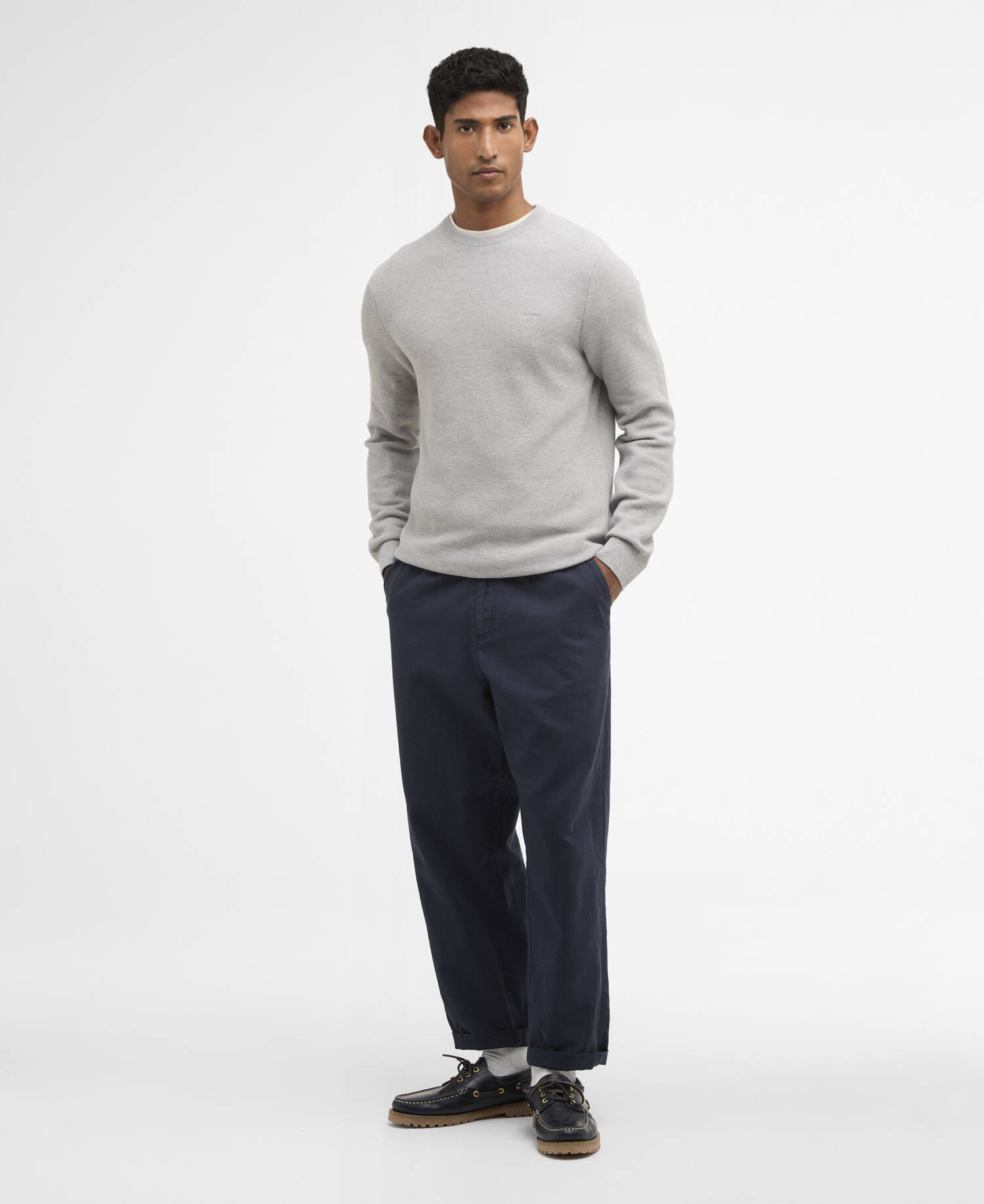 Pullover Essential Honeycomb Rundhalsausschnitt Grey Marl image number 1