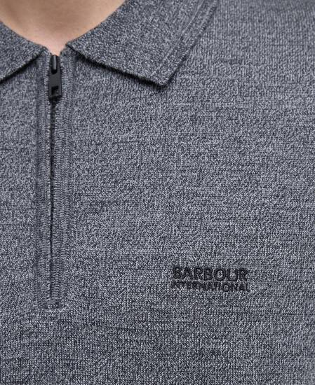 Maverick Mouline Knitted Polo Shirt Black