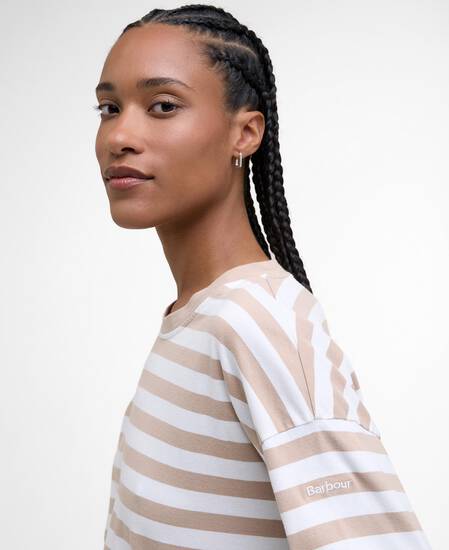 Bede Oversized Long-Sleeved T-Shirt Pale Camel Stripe
