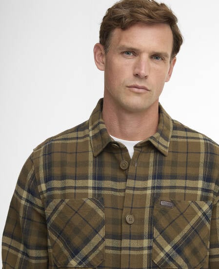 Trent Checked Overshirt Olive