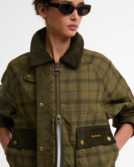 Freizeitjacke Tartan Cropped Beadnell Dusky Green Tartan/Highland