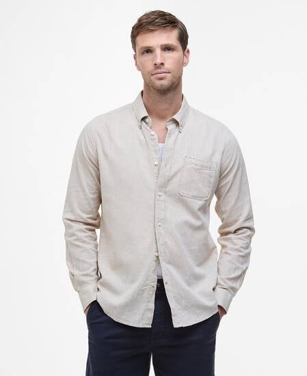 Nelson Tailored Long-Sleeved Shirt Stone