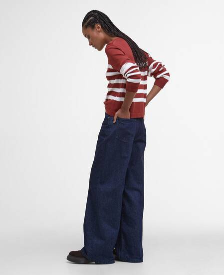 Demi Striped Crew Neck Jumper Burnt Henna Stripe