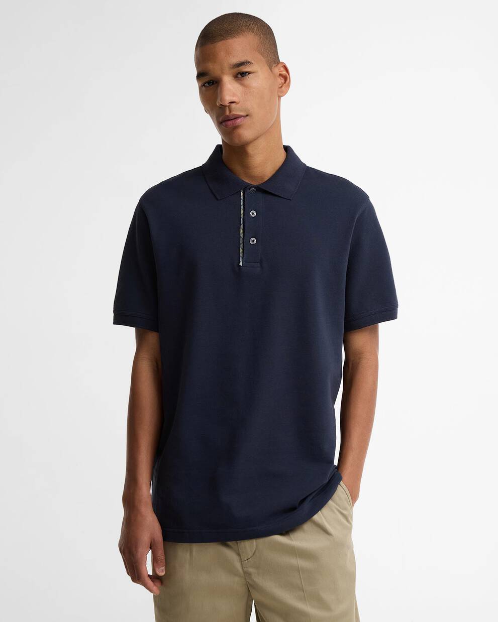 Reston Tartan Trim Tailored Polo Shirt