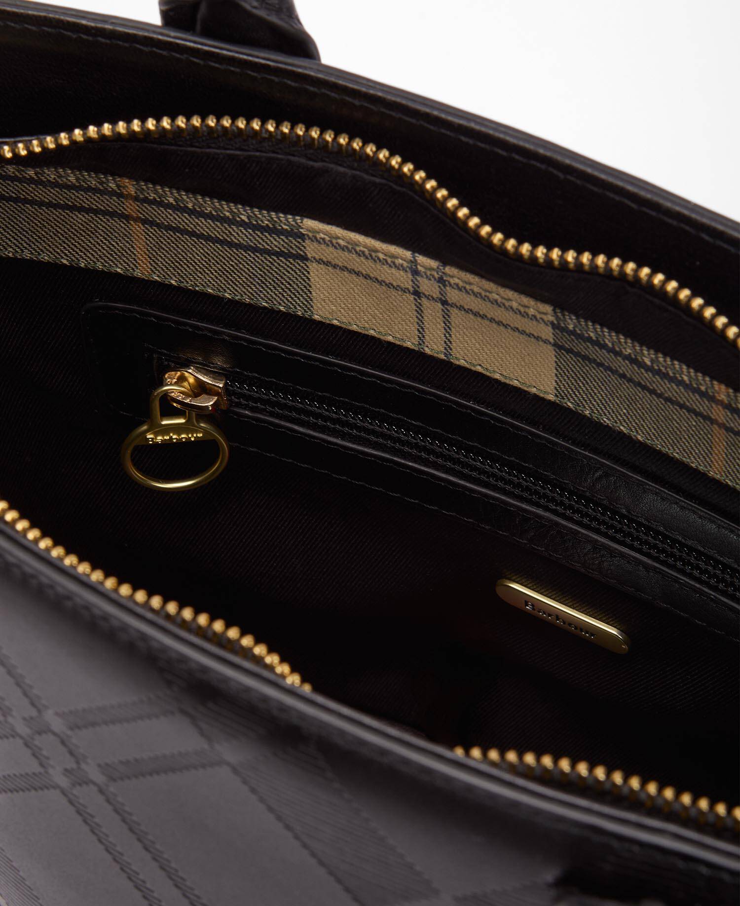Leder Tote Bag Birch Black/ Deboss Tartan image number 5