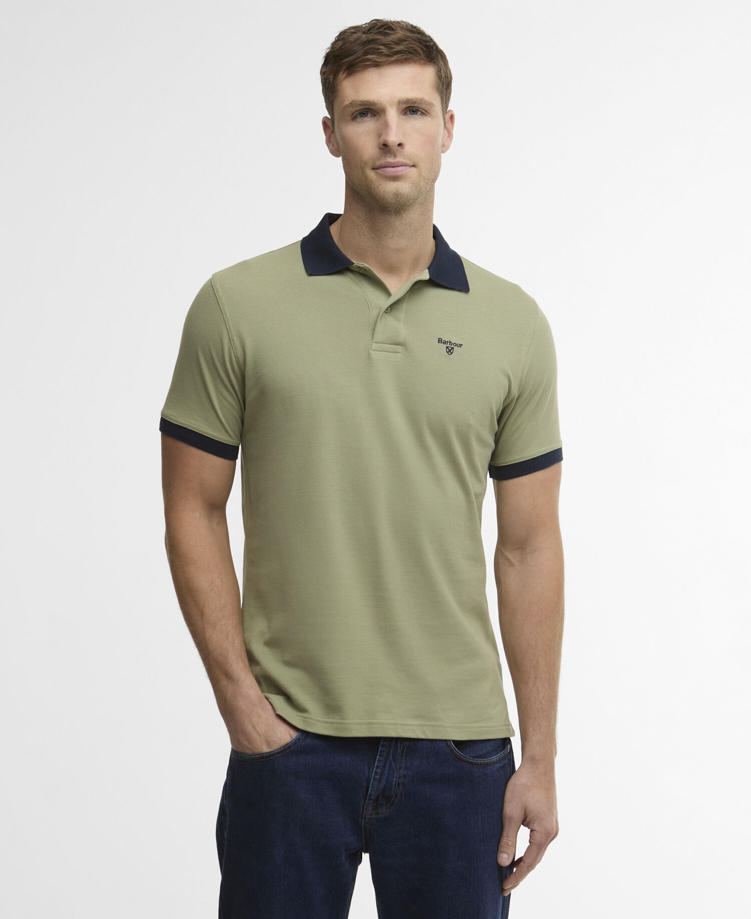 Polo Lynmouth con dettagli a contrasto Laurel Green