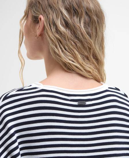 Marine Striped Crew Neck Jumper Navy Stripe