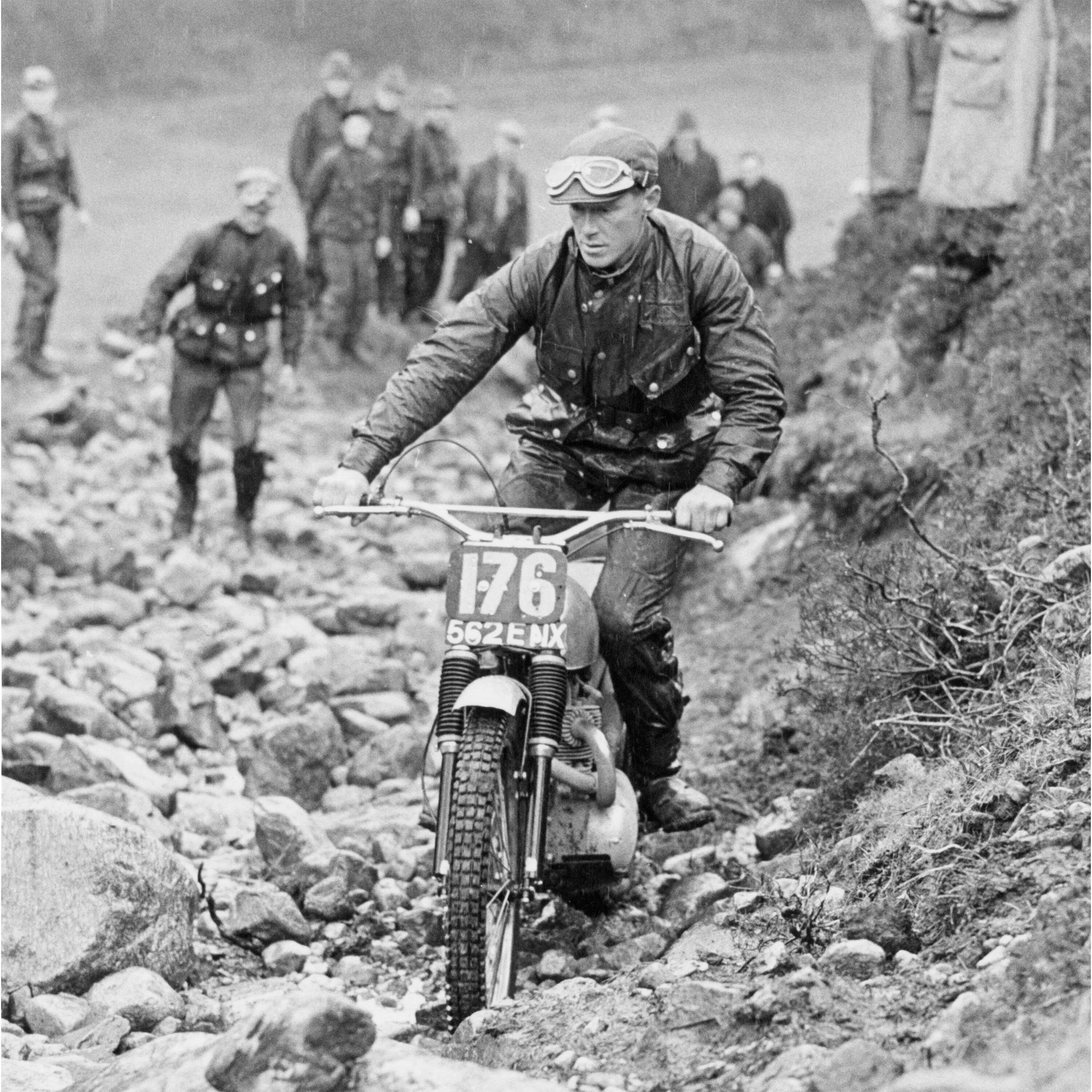 Man riding a motorcycle wearing Barbour Internatioonal