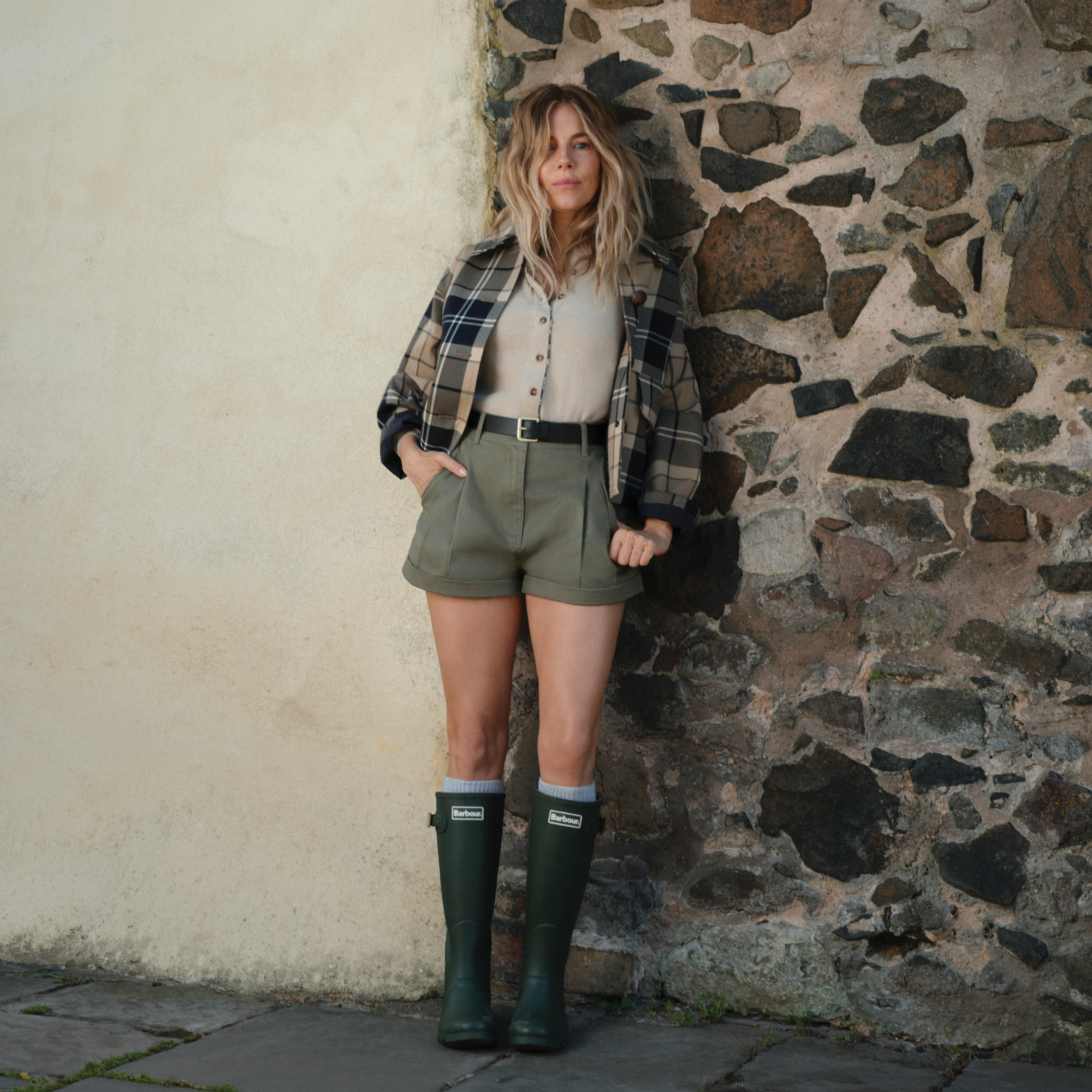 Sienna Miller in the Barbour Delilah Tartan Jacket