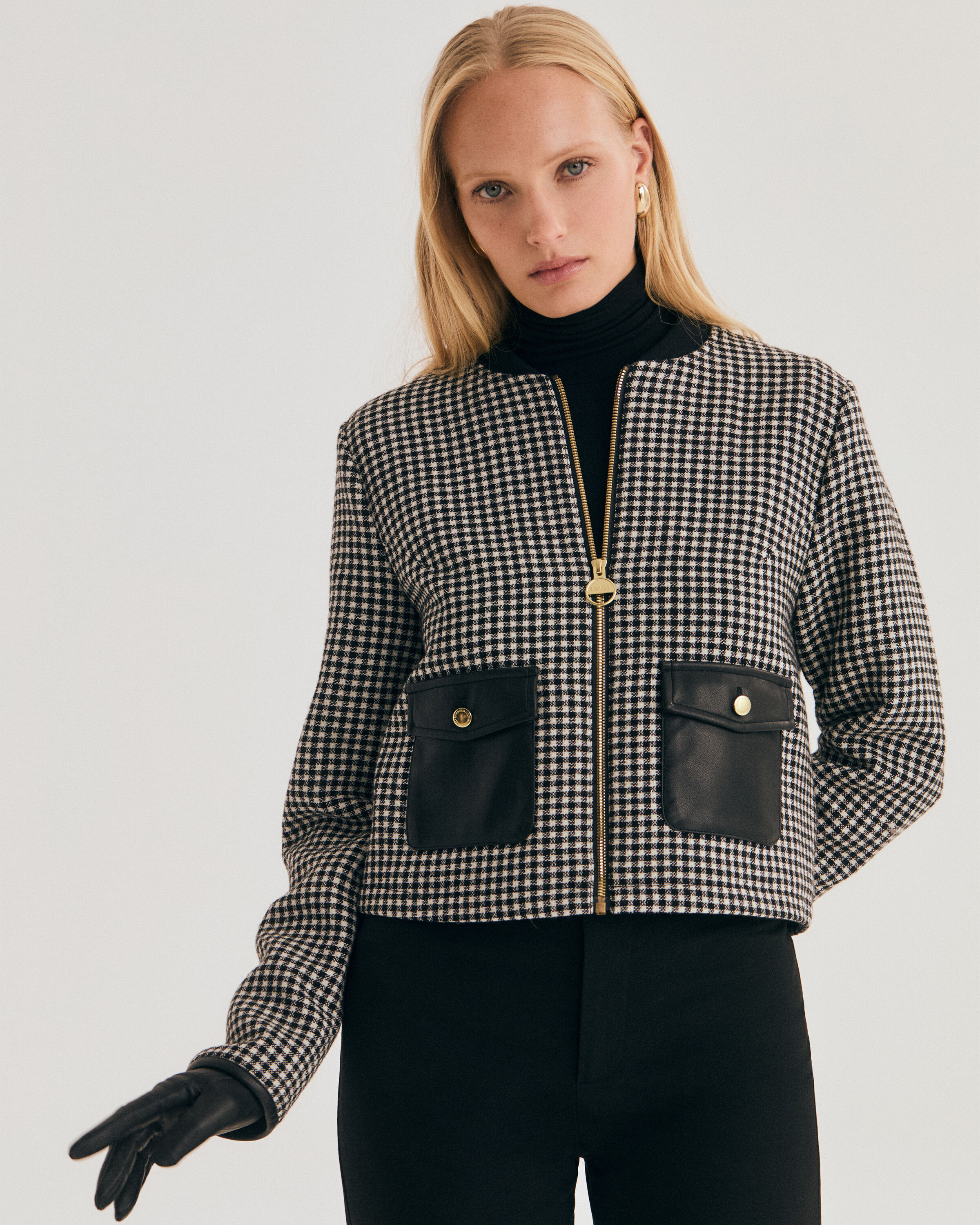 Halina Gingham Cropped Jacket