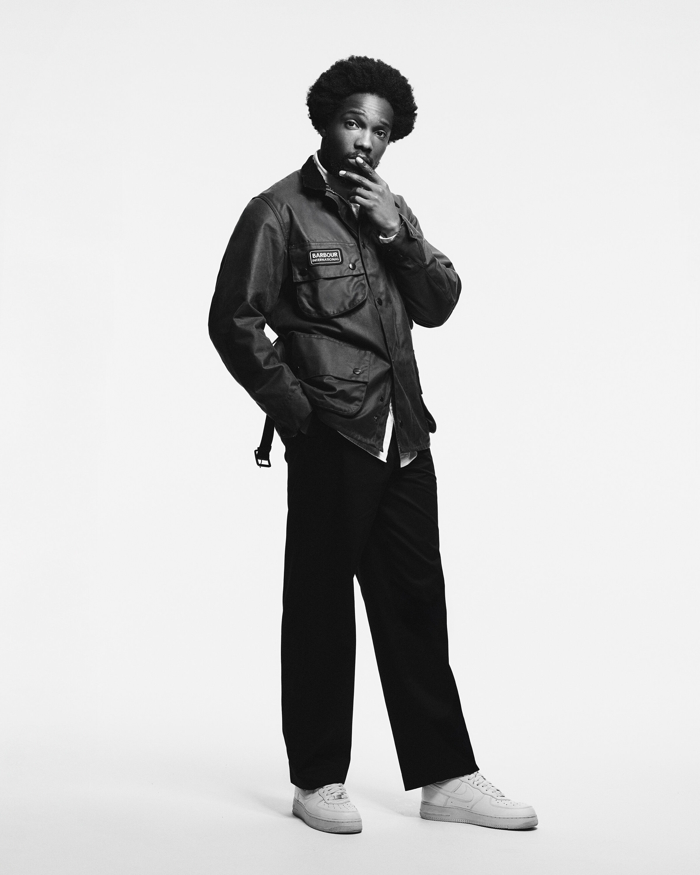 Tosin Cole wearing the International Original Waxed Jacket