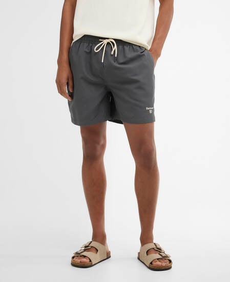 Water Reactive Leaf Print Swim Shorts Asphalt