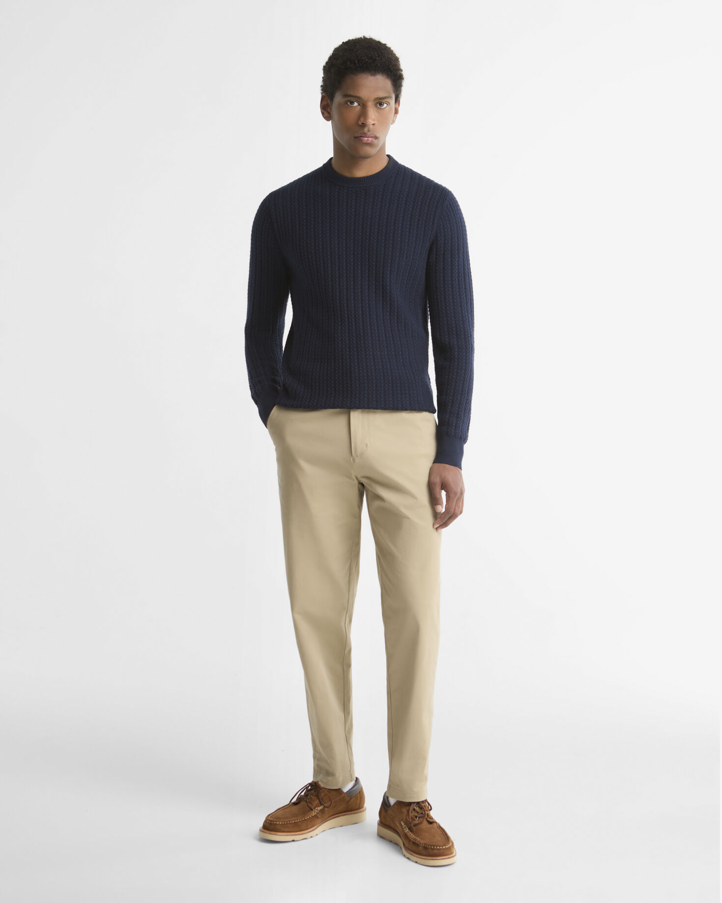 Suede Sateen Tailored Trousers Washed Stone