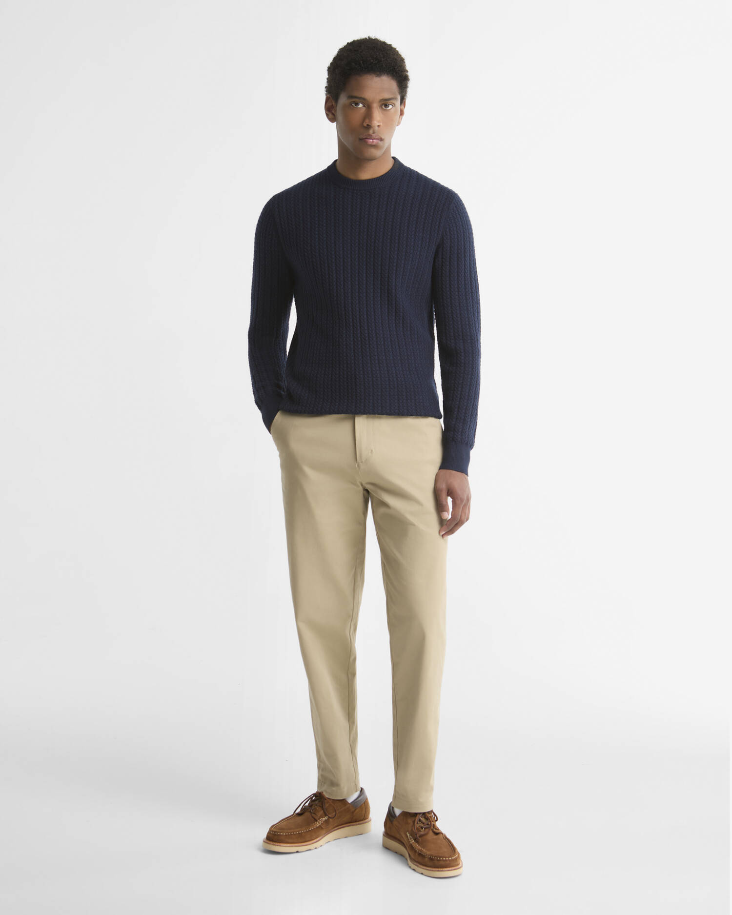 Suede Sateen Tailored Trousers Washed Stone image number 0
