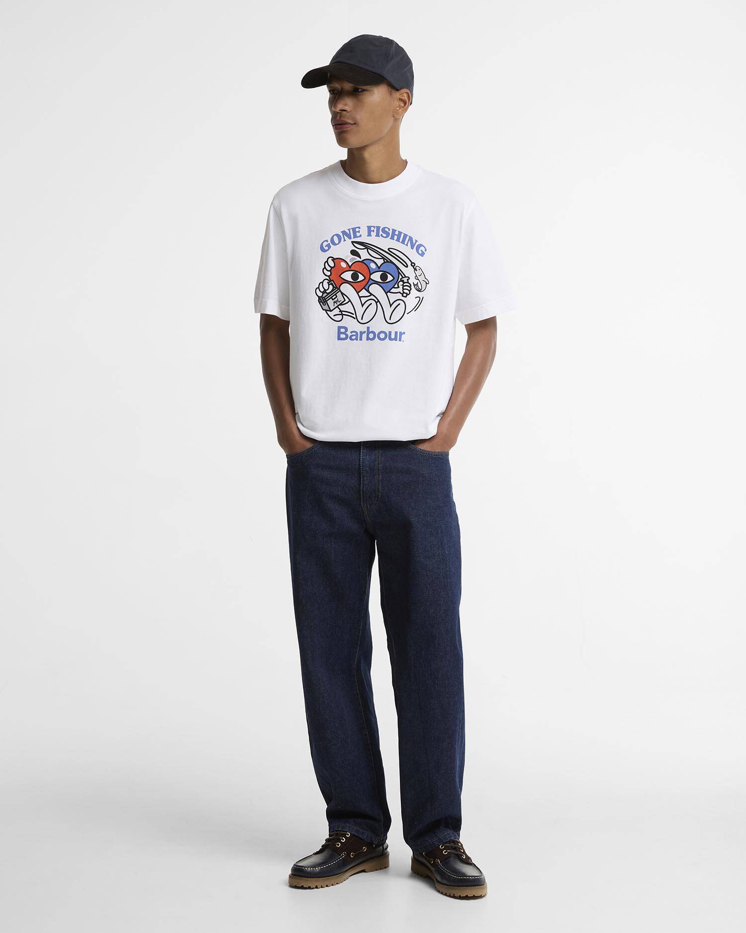 Barbour x Mul Gone Fishing Relaxed T-Shirt White image number 1