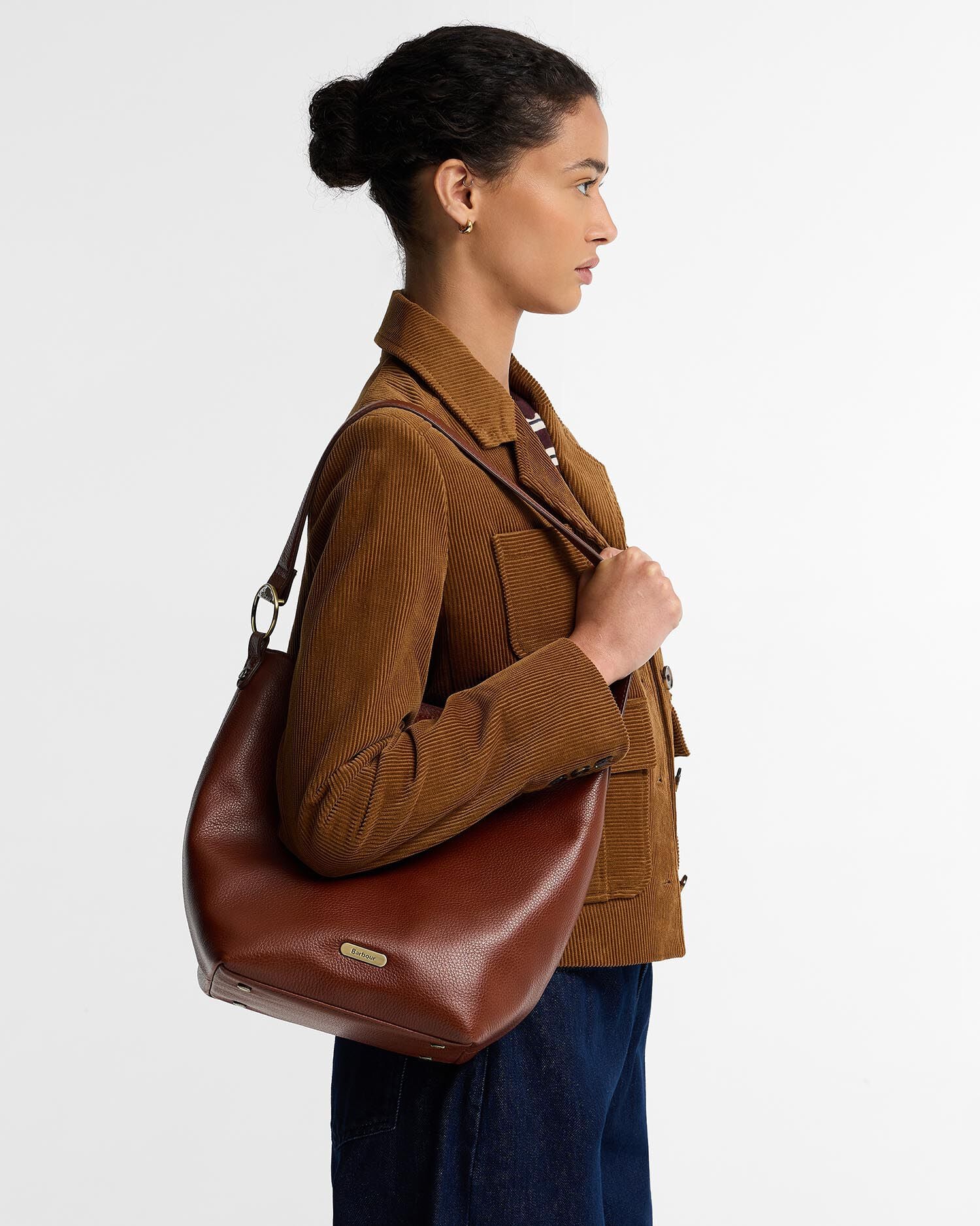 Borsa a secchiello grande Cedar in pelle Brown