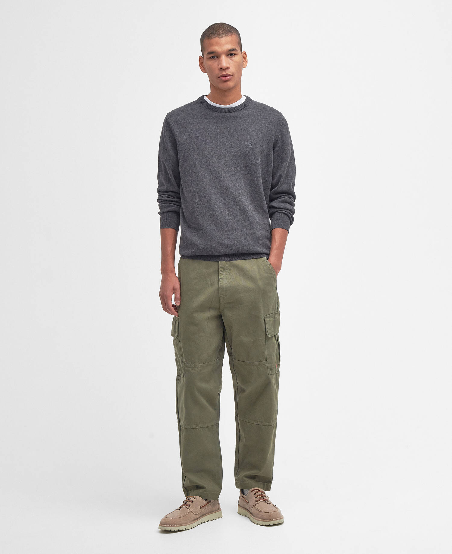 Pima Cotton Crew Neck Jumper Charcoal image number 1