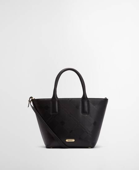 Leder Tote Bag Birch Black/ Deboss Tartan