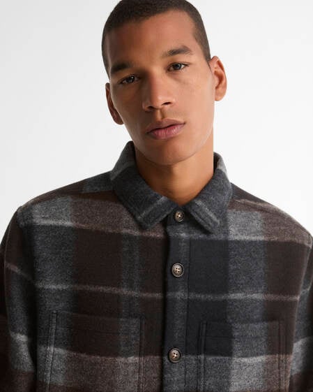 Woodlane Brushed Check Overshirt Midnight Oak Tartan