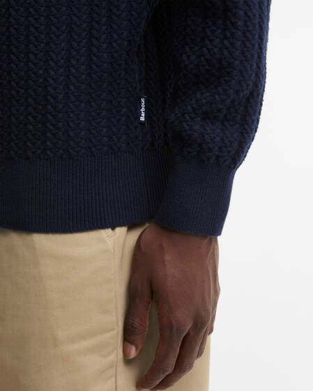 Barbour Pullover Herringbone Half-Zip Navy